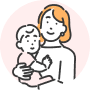 アイコン：小さい子供を抱えた奥様