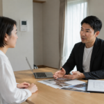 住宅会社の担当者と落ち着いて相談する様子のイメージ